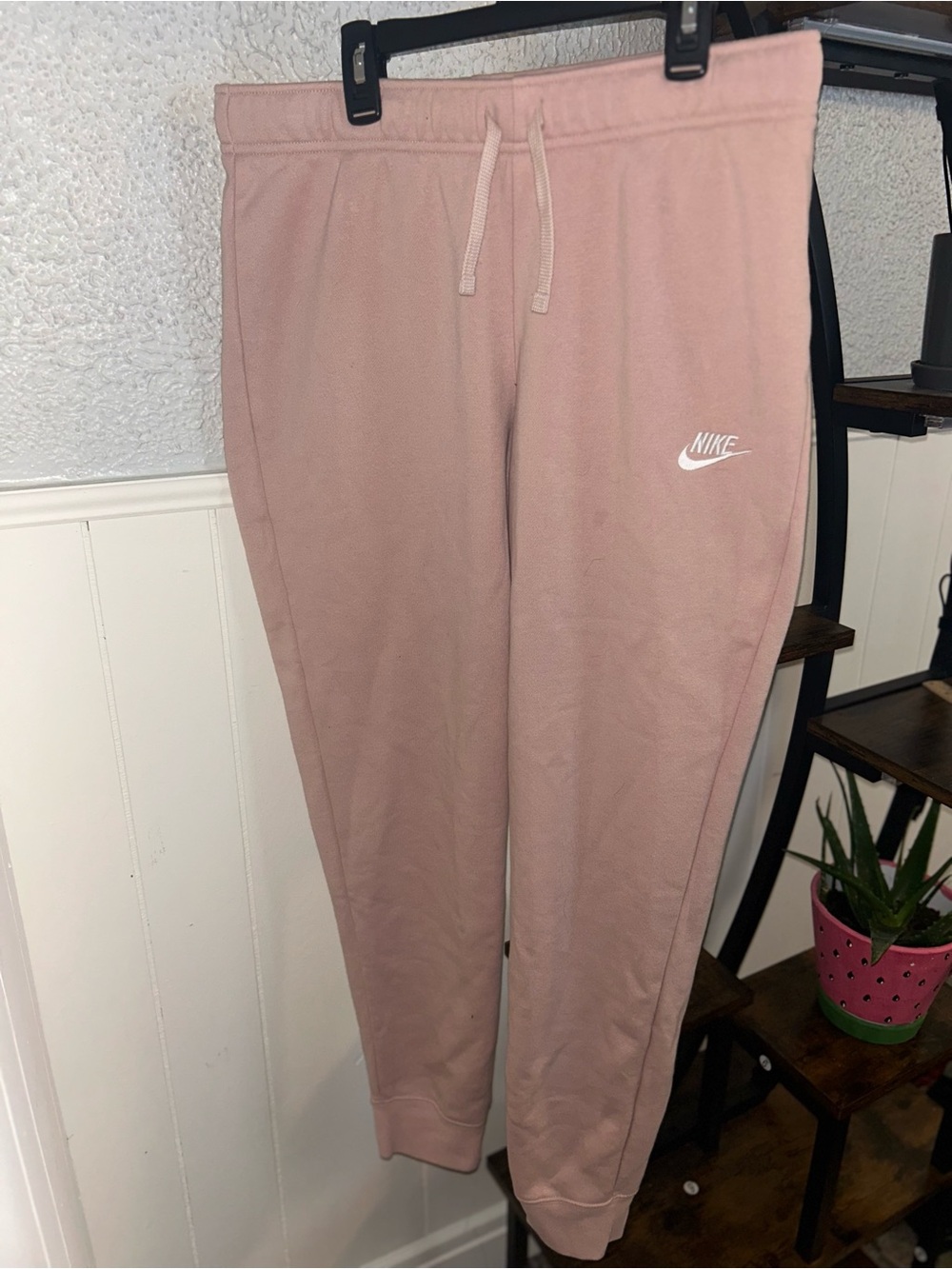 Nike Light Pink Sweatpants with White Swoosh Tag